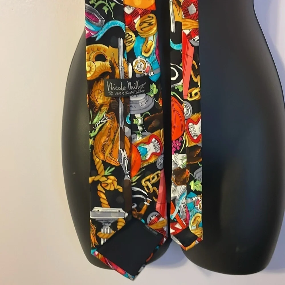 Nicole Miller Vintage 1990 Puerilia et Virilia Silk Hand Sewn Necktie Tie